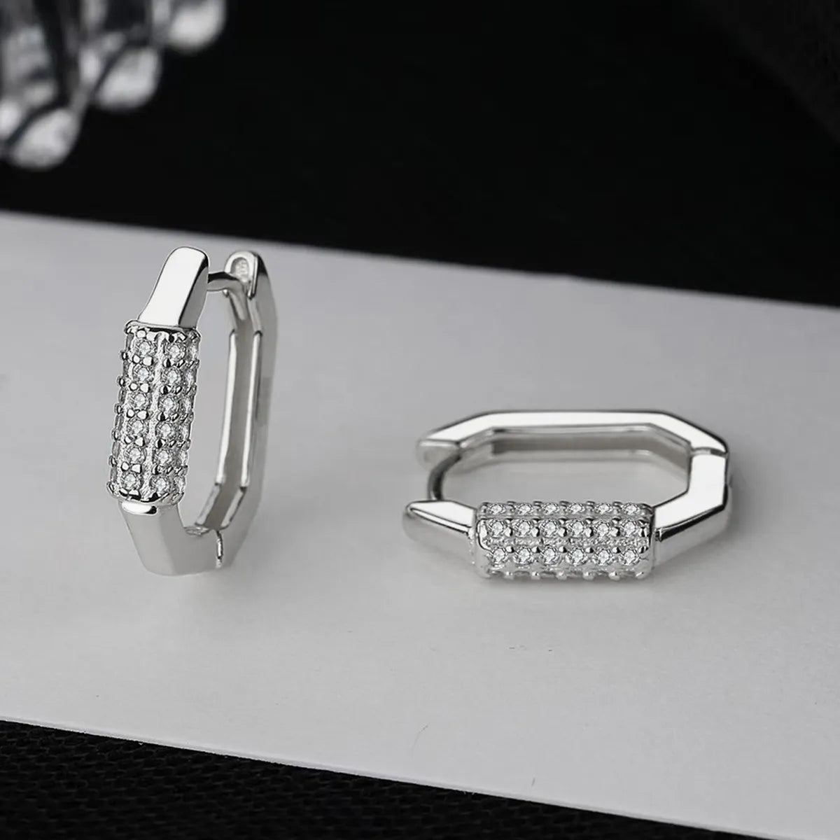 1 Pair Vacation Modern Style Simple Style Geometric Plating Inlay Sterling Silver Zircon White Gold Plated Gold Plated Hoop Earrings