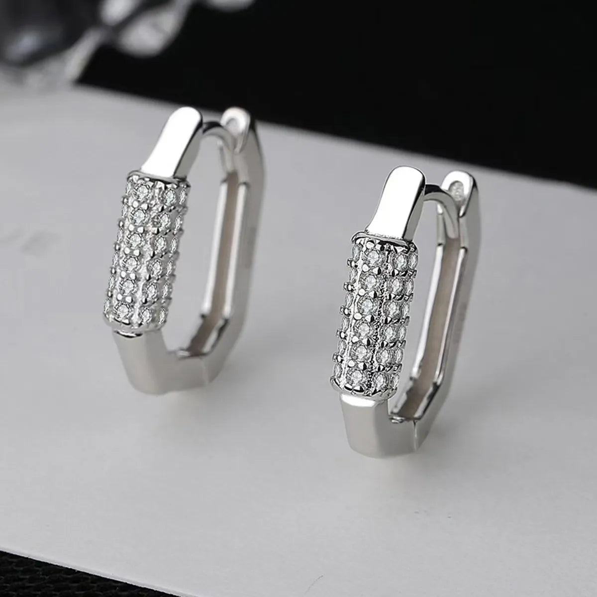 1 Pair Vacation Modern Style Simple Style Geometric Plating Inlay Sterling Silver Zircon White Gold Plated Gold Plated Hoop Earrings