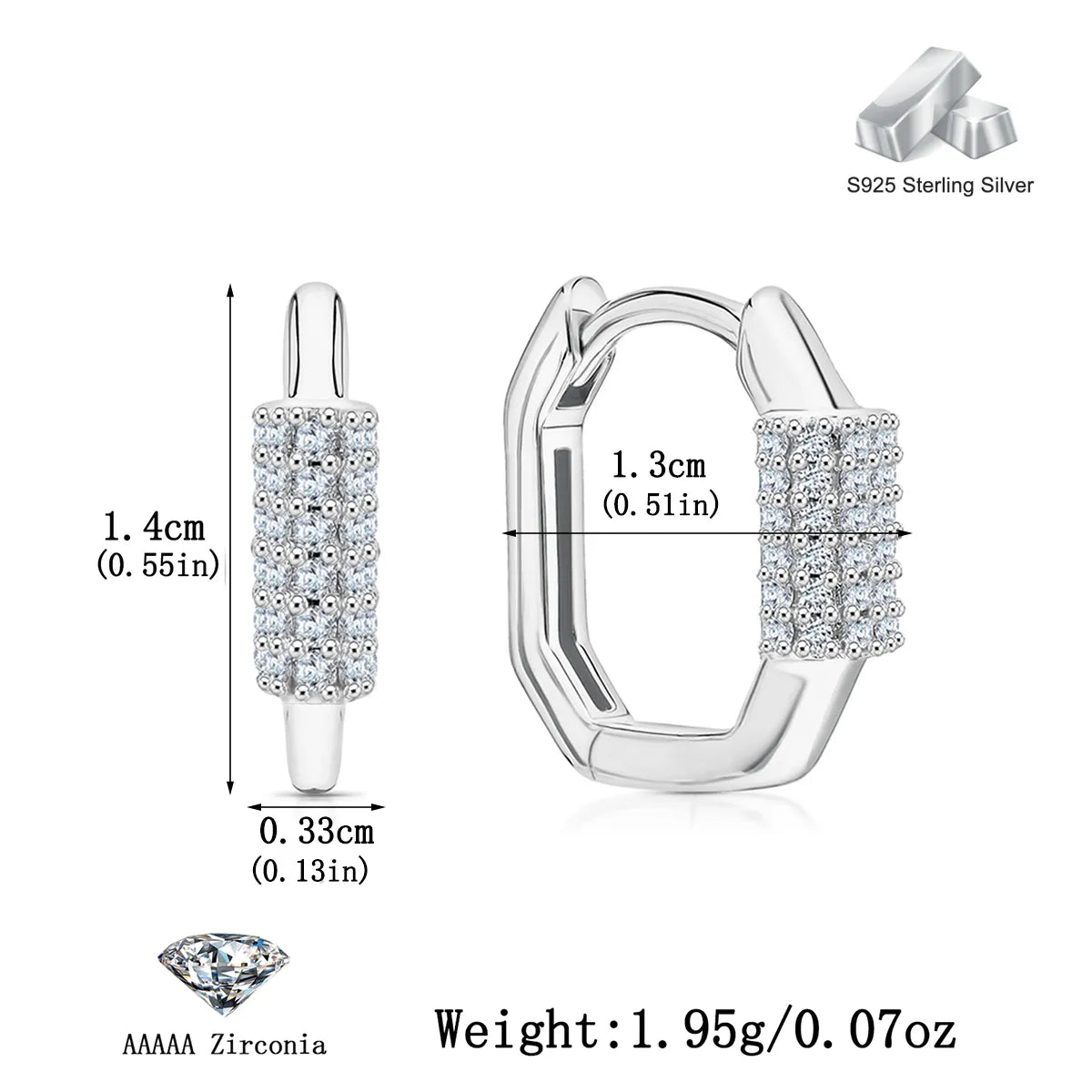 1 Pair Vacation Modern Style Simple Style Geometric Plating Inlay Sterling Silver Zircon White Gold Plated Gold Plated Hoop Earrings