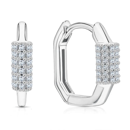 1 Pair Vacation Modern Style Simple Style Geometric Plating Inlay Sterling Silver Zircon White Gold Plated Gold Plated Hoop Earrings