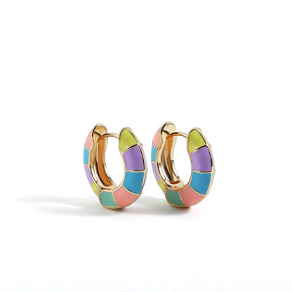 1 Pair Vacation Multicolor Enamel Alloy Hoop Earrings