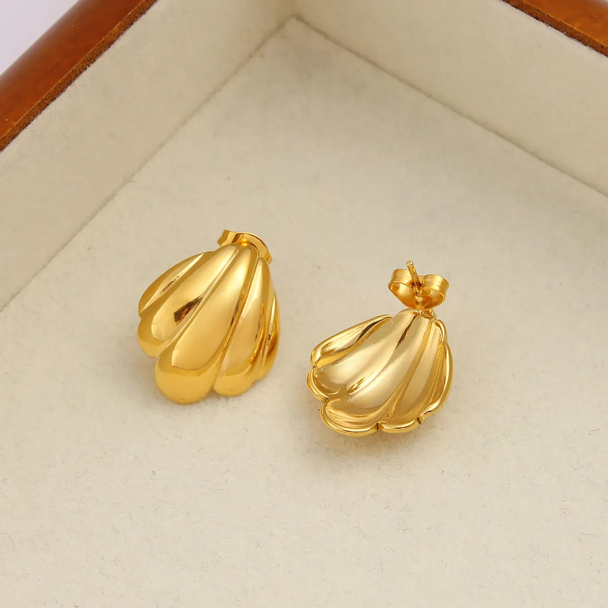 1 Pair Vacation Oversized Shell Plating 304 Stainless Steel 316 Stainless Steel  18K Gold Plated Ear Studs