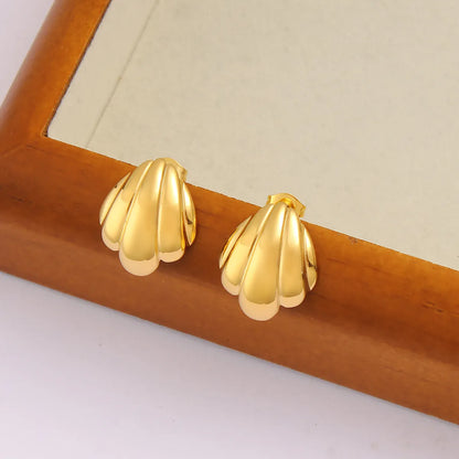 1 Pair Vacation Oversized Shell Plating 304 Stainless Steel 316 Stainless Steel  18K Gold Plated Ear Studs