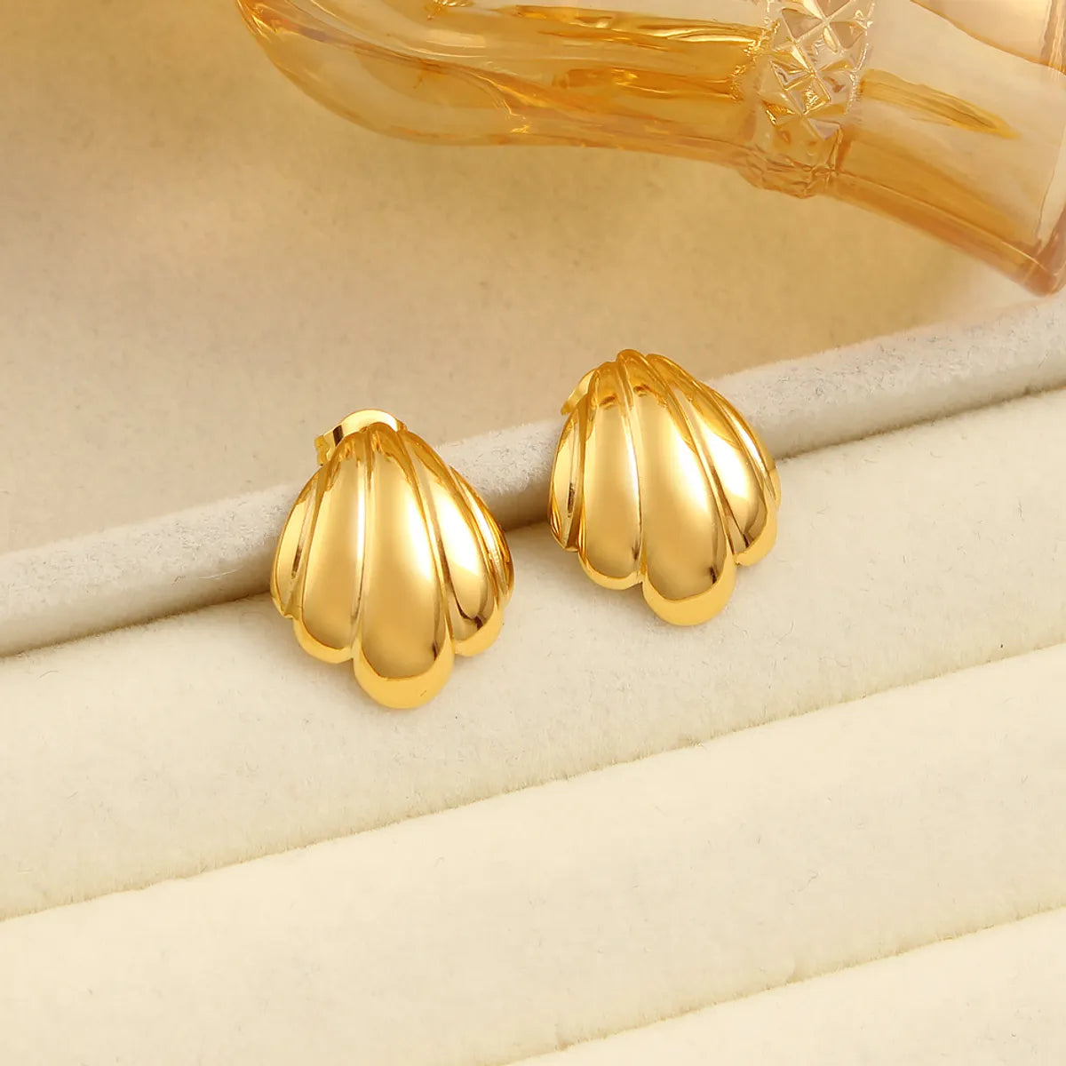 1 Pair Vacation Oversized Shell Plating 304 Stainless Steel 316 Stainless Steel  18K Gold Plated Ear Studs