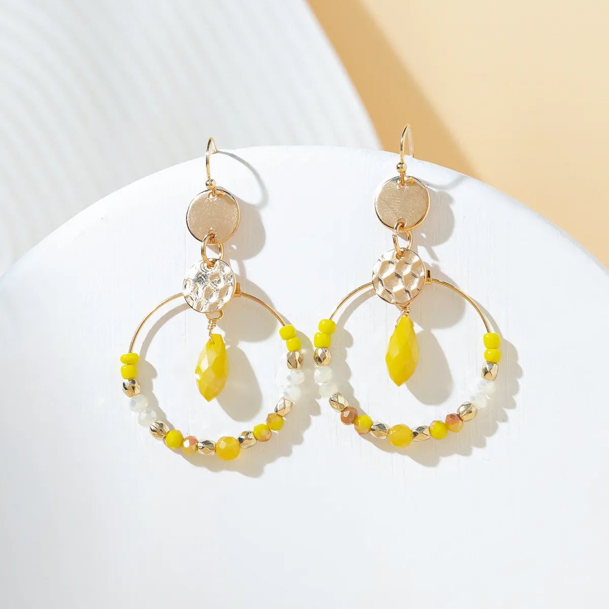 1 Pair Vacation Pastoral Simple Style Round Artificial Crystal Glass Gold Plated Drop Earrings