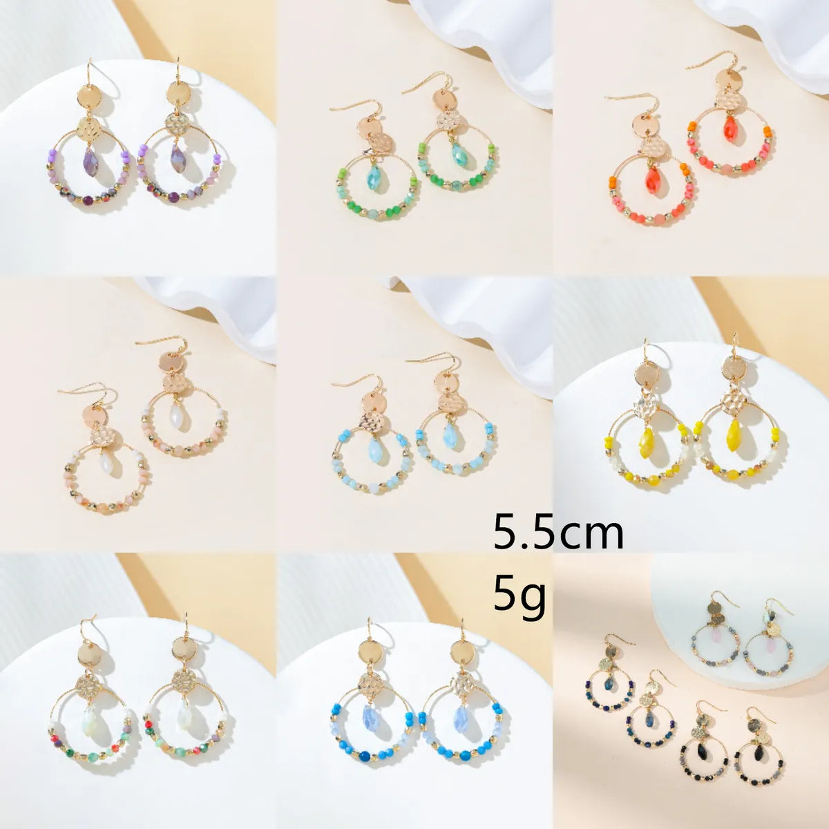 1 Pair Vacation Pastoral Simple Style Round Artificial Crystal Glass Gold Plated Drop Earrings