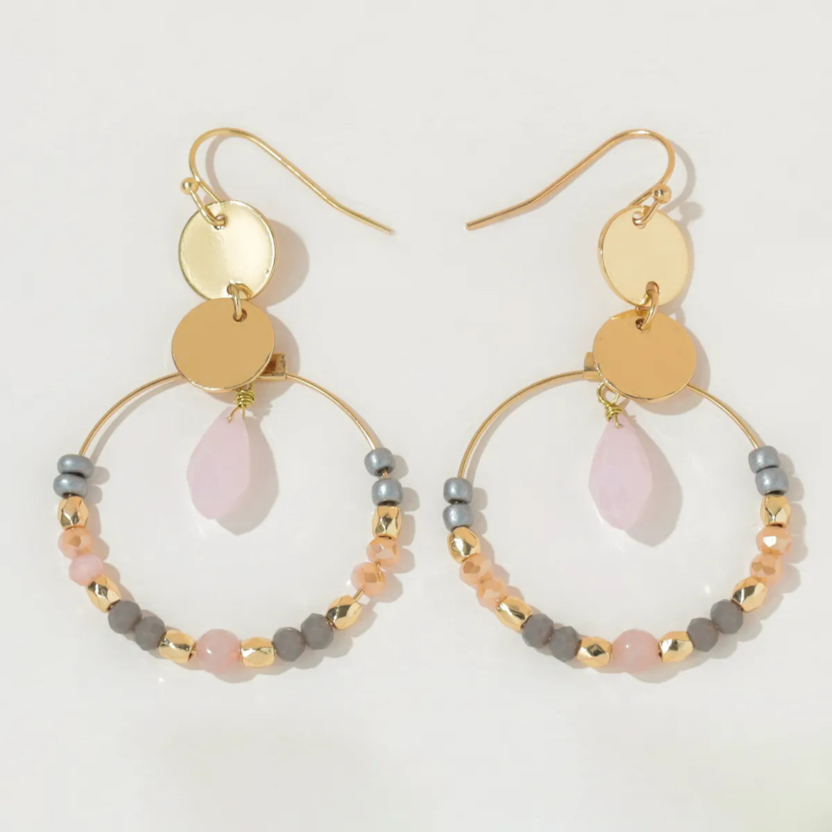 1 Pair Vacation Pastoral Simple Style Round Artificial Crystal Glass Gold Plated Drop Earrings