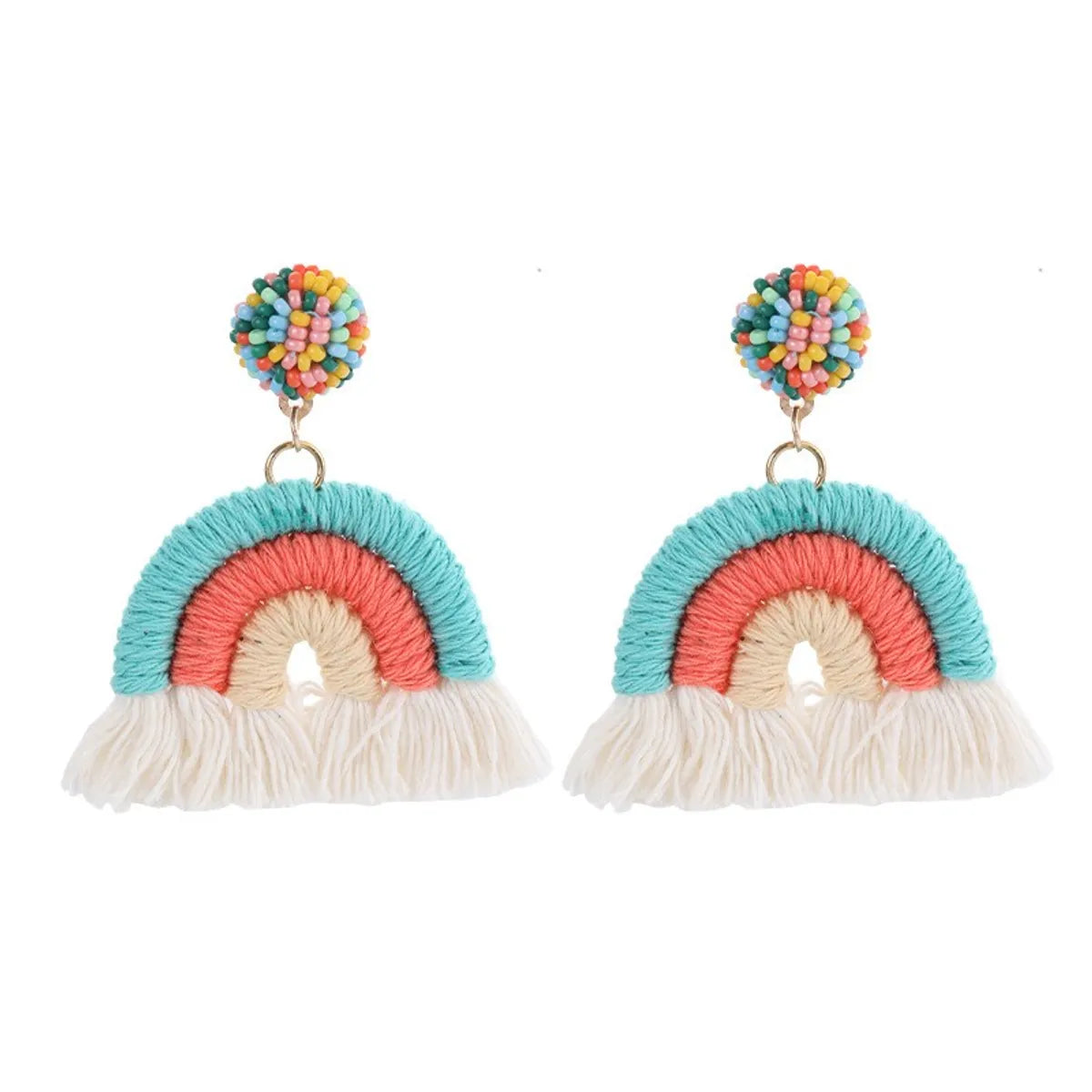 1 Pair Vacation Rainbow Alloy Cotton Drop Earrings