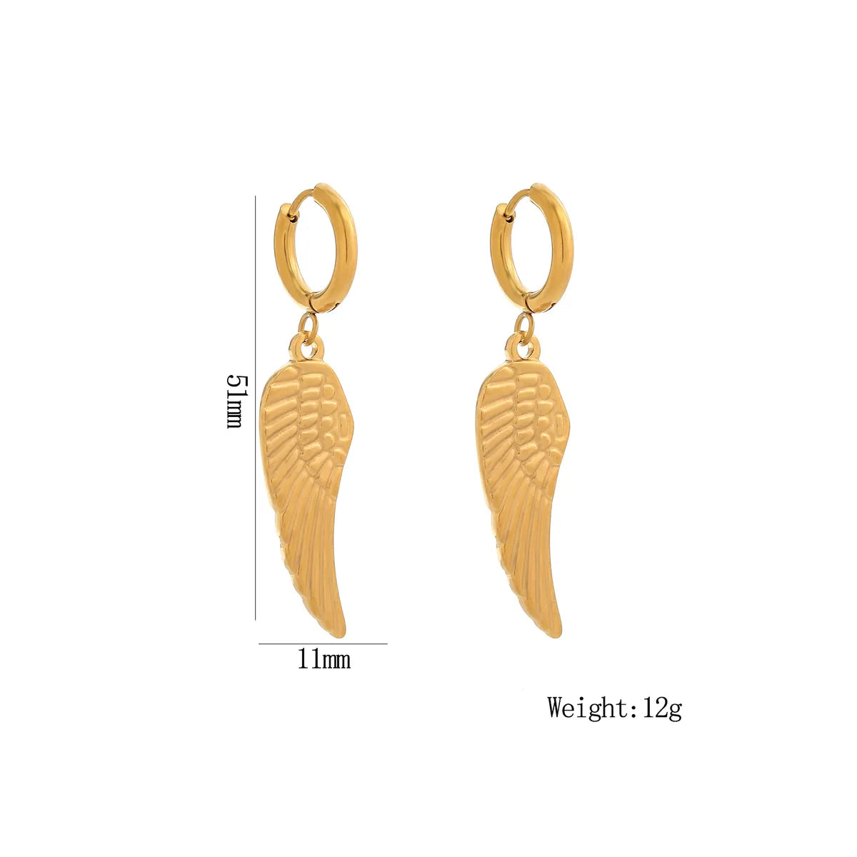 1 Pair Vacation Roman Style Wings Plating 304 Stainless Steel 18K Gold Plated Drop Earrings