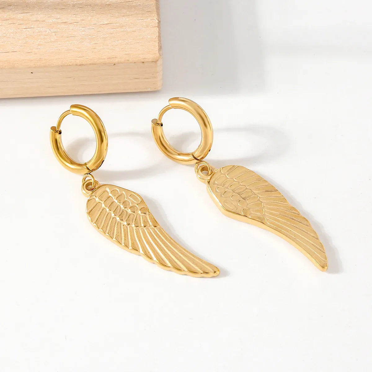 1 Pair Vacation Roman Style Wings Plating 304 Stainless Steel 18K Gold Plated Drop Earrings