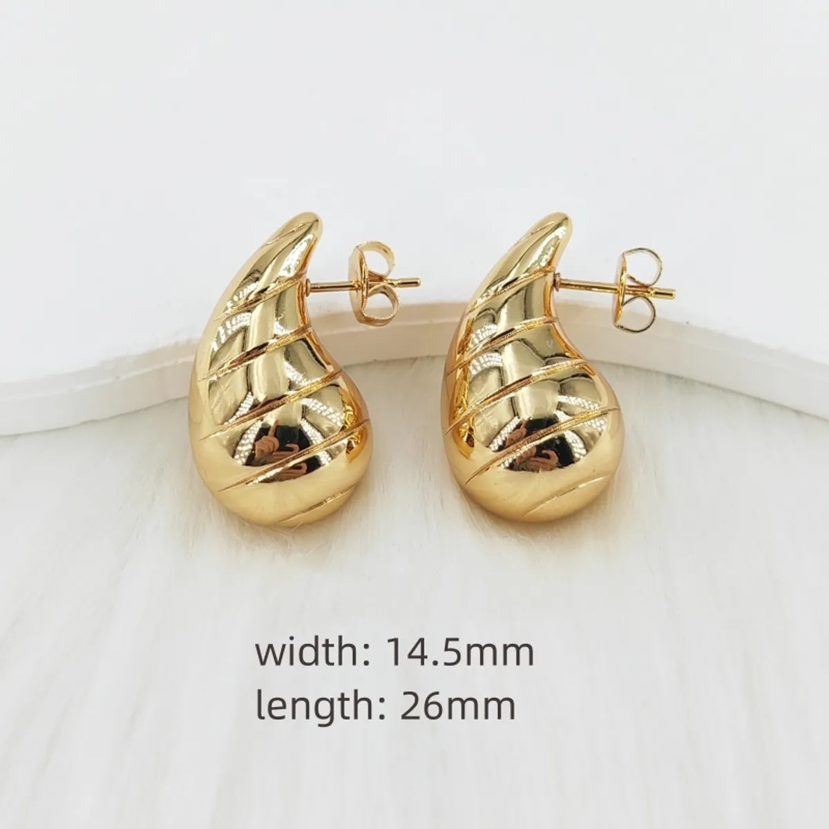 1 Pair Vacation Romantic Classic Style Zebra Water Droplets Spiral Stripe Water Drop Three-Dimensional Metal 304 Stainless Steel None Earrings Ear Studs