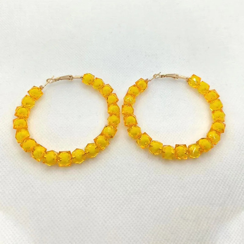 1 Pair Vacation Round Arylic Hoop Earrings