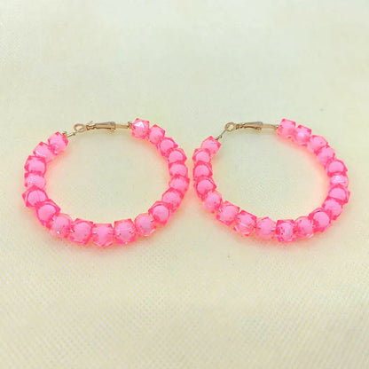 1 Pair Vacation Round Arylic Hoop Earrings