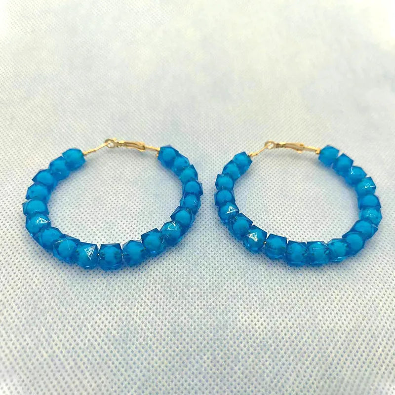 1 Pair Vacation Round Arylic Hoop Earrings