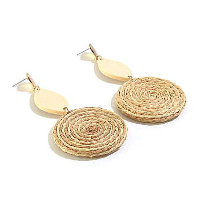 1 Pair Vacation Round Rattan Handmade Women's Drop Earrings