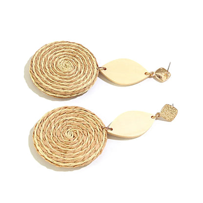 1 Pair Vacation Round Rattan Handmade Women's Drop Earrings