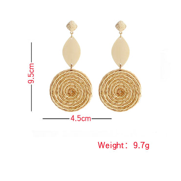 1 Pair Vacation Round Rattan Handmade Women's Drop Earrings