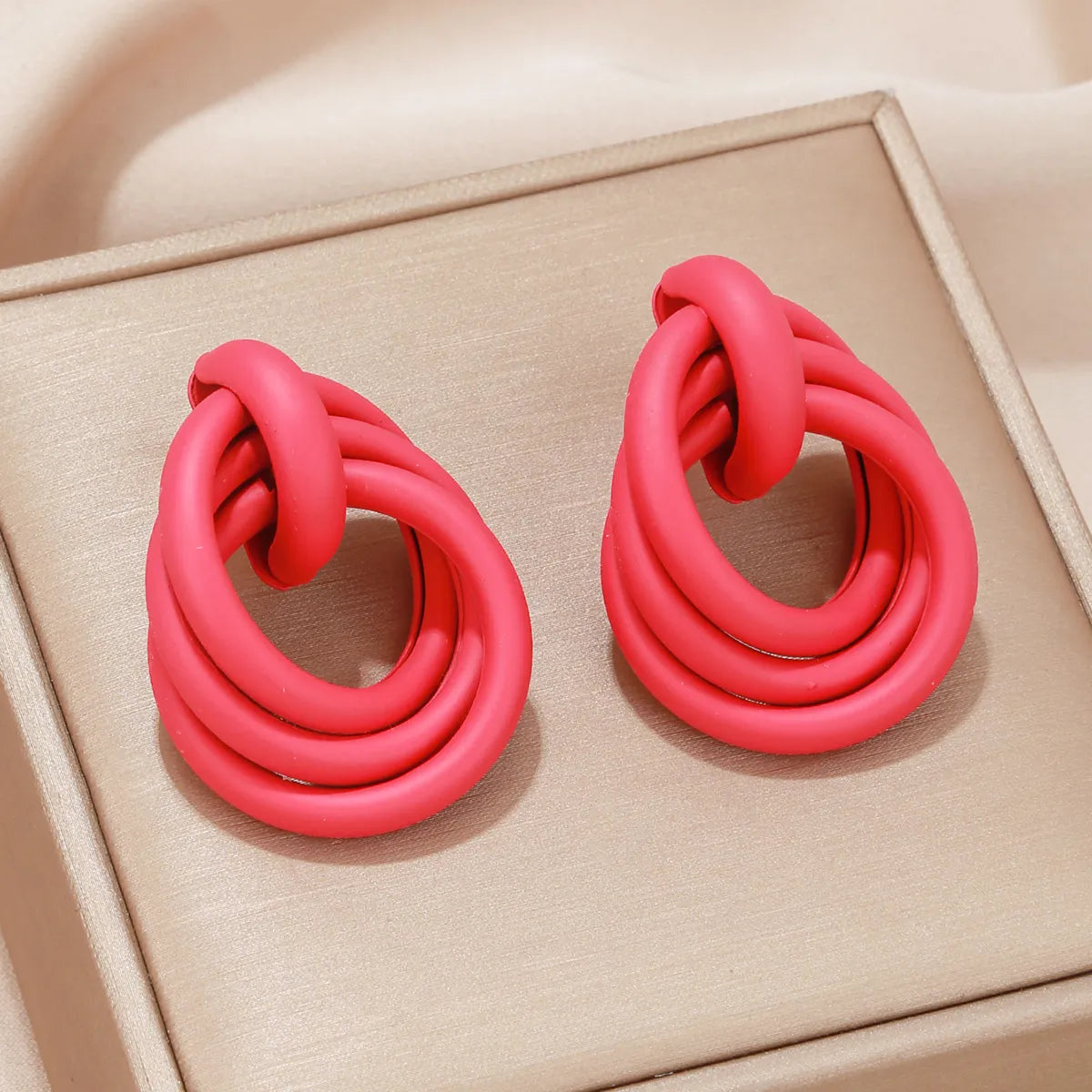 1 Pair Vacation Round Spray Paint Rubber Drop Earrings