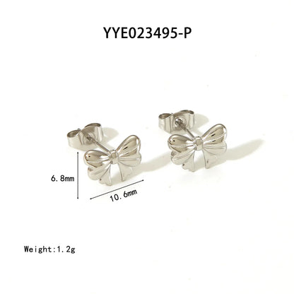 1 Pair Vacation Simple Style Bow Knot Plating 304 Stainless Steel 18K Gold Plated Ear Studs