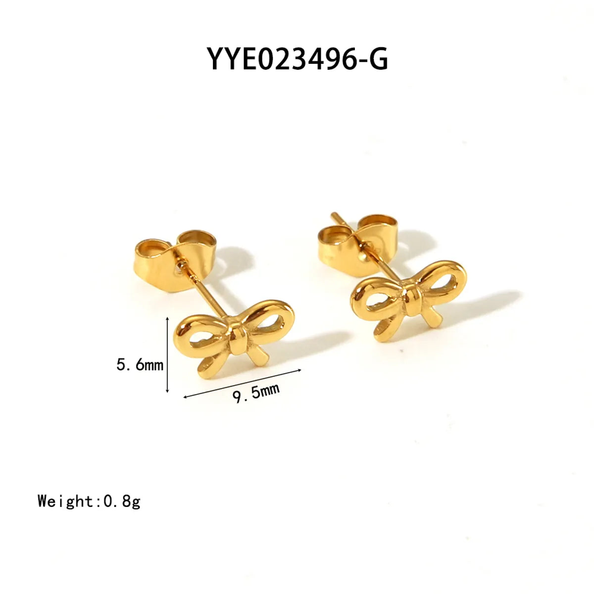 1 Pair Vacation Simple Style Bow Knot Plating 304 Stainless Steel 18K Gold Plated Ear Studs