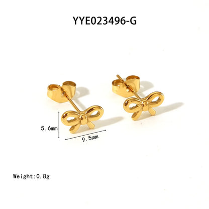 1 Pair Vacation Simple Style Bow Knot Plating 304 Stainless Steel 18K Gold Plated Ear Studs