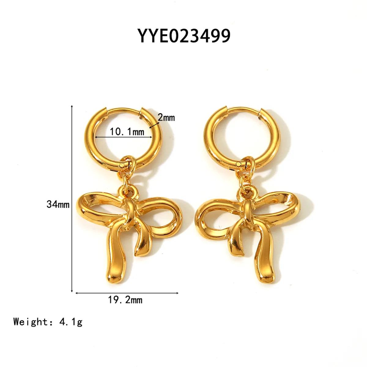 1 Pair Vacation Simple Style Bow Knot Plating 304 Stainless Steel 18K Gold Plated Ear Studs