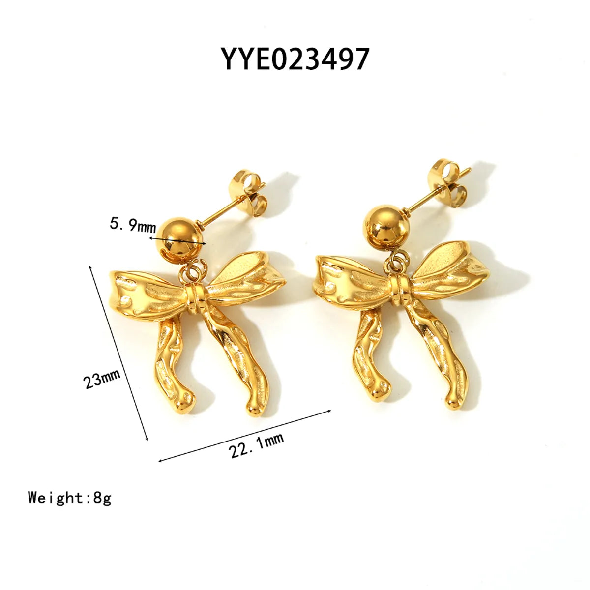 1 Pair Vacation Simple Style Bow Knot Plating 304 Stainless Steel 18K Gold Plated Ear Studs