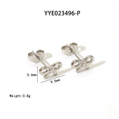 1 Pair Vacation Simple Style Bow Knot Plating 304 Stainless Steel 18K Gold Plated Ear Studs