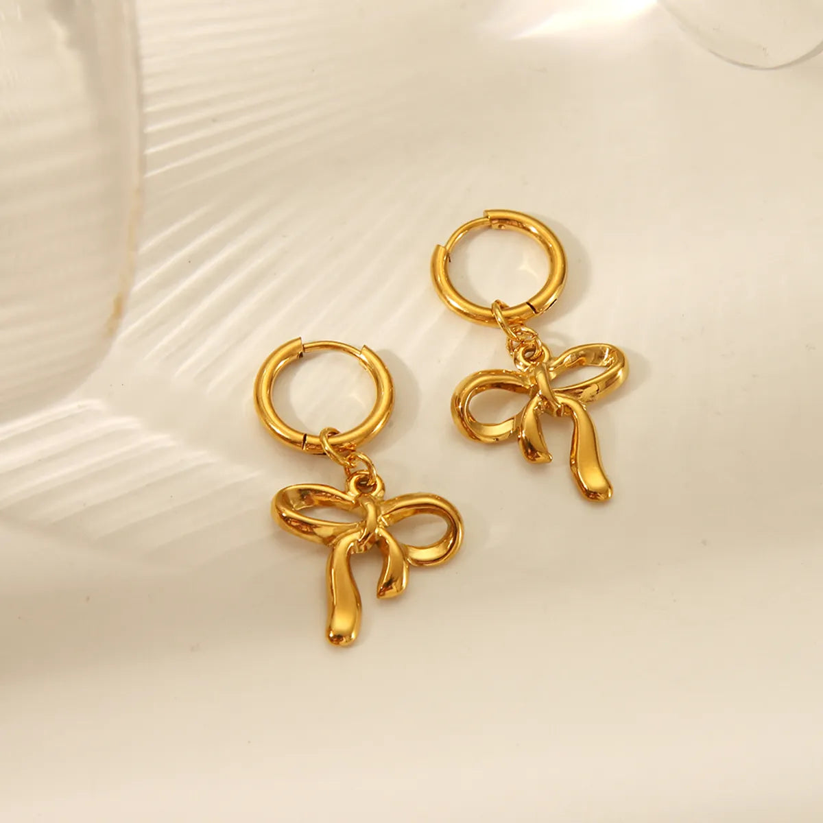 1 Pair Vacation Simple Style Bow Knot Plating 304 Stainless Steel 18K Gold Plated Ear Studs