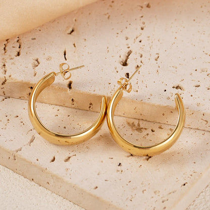 1 Pair Vacation Simple Style C Shape Plating Stainless Steel Gold Plated Ear Studs