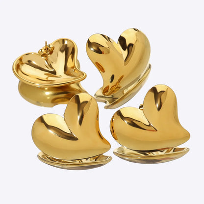 1 Pair Vacation Simple Style Classic Style Heart Shape 304 Stainless Steel 18K Gold Plated Ear Studs