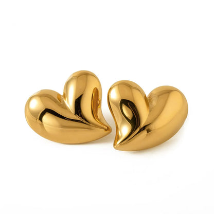 1 Pair Vacation Simple Style Classic Style Heart Shape 304 Stainless Steel 18K Gold Plated Ear Studs