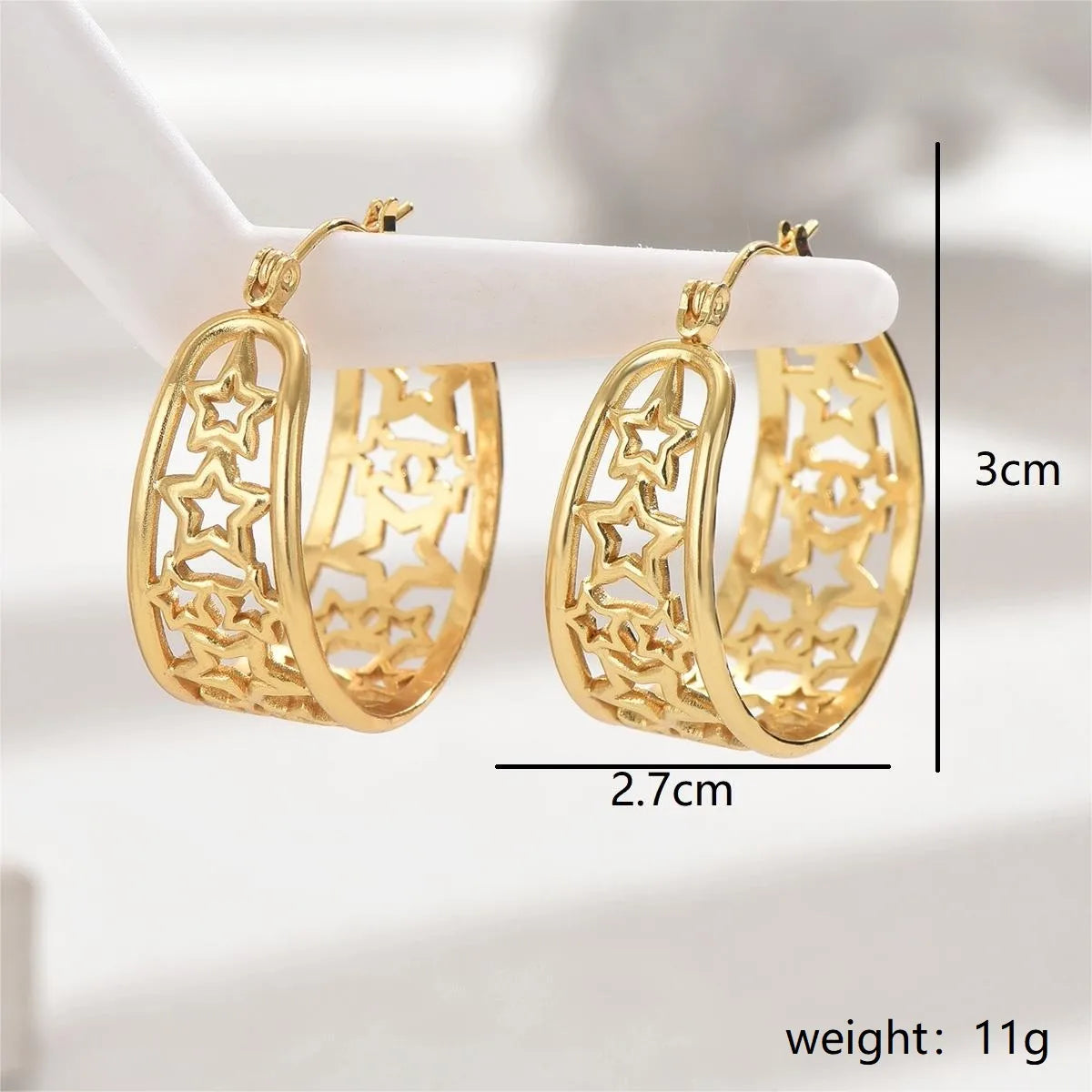 1 Pair Vacation Simple Style Classic Style Star Heart Shape Hollow Out 201 Stainless Steel 18K Gold Plated Earrings