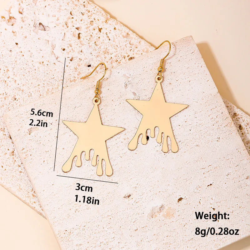 1 Pair Vacation Simple Style Classic Style Star Iron Drop Earrings