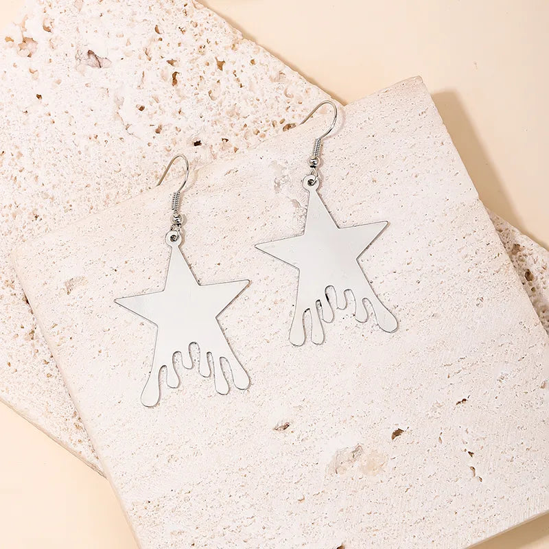 1 Pair Vacation Simple Style Classic Style Star Iron Drop Earrings