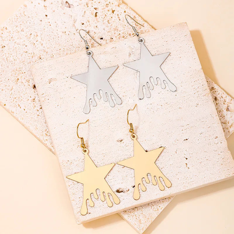 1 Pair Vacation Simple Style Classic Style Star Iron Drop Earrings