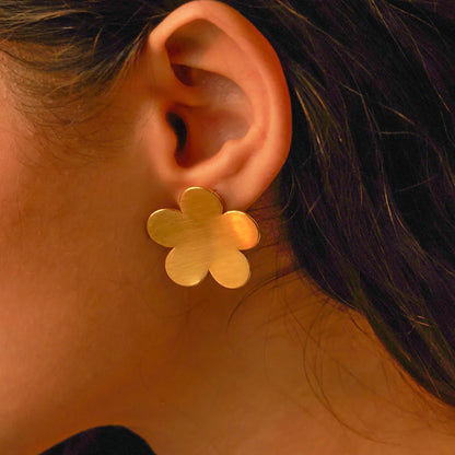 1 Pair Vacation Simple Style Flower Plating Inlay 304 Stainless Steel Zircon 18K Gold Plated Ear Studs