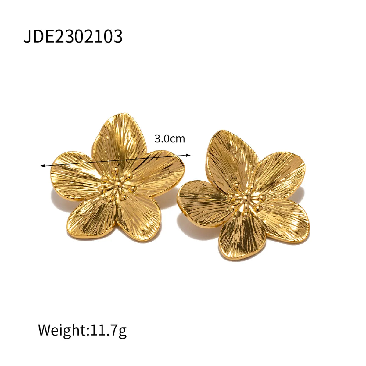 1 Pair Vacation Simple Style Flower Plating Inlay 304 Stainless Steel Zircon 18K Gold Plated Ear Studs