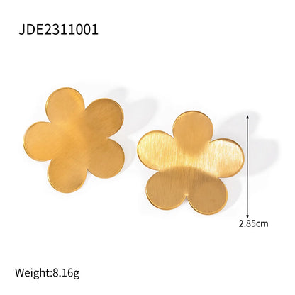 1 Pair Vacation Simple Style Flower Plating Inlay 304 Stainless Steel Zircon 18K Gold Plated Ear Studs