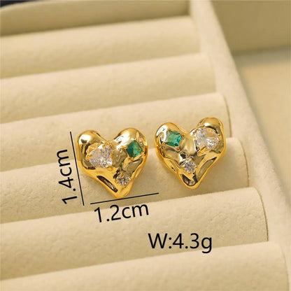 1 Pair Vacation Simple Style Flower Plating Inlay Copper Zircon 18K Gold Plated Ear Studs