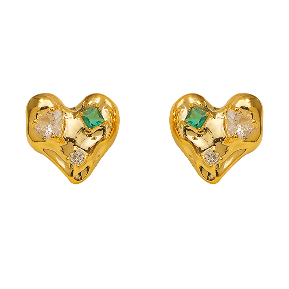 1 Pair Vacation Simple Style Flower Plating Inlay Copper Zircon 18K Gold Plated Ear Studs