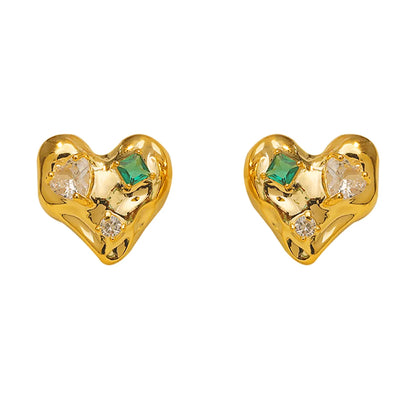 1 Pair Vacation Simple Style Flower Plating Inlay Copper Zircon 18K Gold Plated Ear Studs