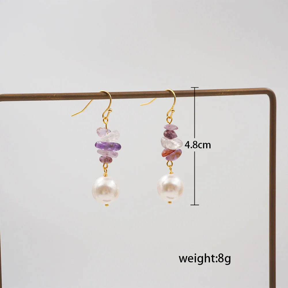 1 Pair Vacation Simple Style Geometric Beaded Artificial Crystal Imitation Pearl Copper Artificial Pearls Crystal Gold Plated Drop Earrings