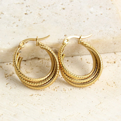 1 Pair Vacation Simple Style Geometric Plating Stainless Steel 18K Gold Plated Earrings