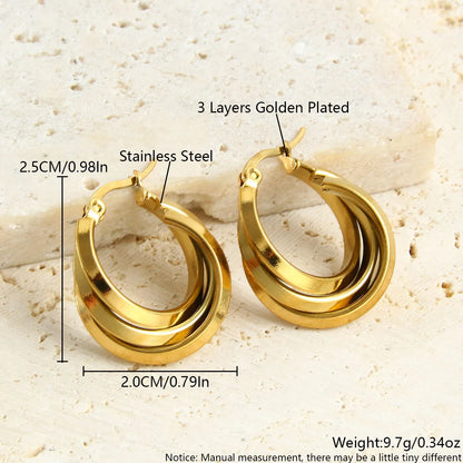 1 Pair Vacation Simple Style Geometric Plating Stainless Steel 18K Gold Plated Earrings