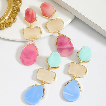 1 Pair Vacation Simple Style Geometric Tassel Polishing Plating Inlay Alloy Resin Resin Drop Earrings