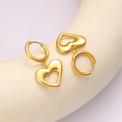 1 Pair Vacation Simple Style Heart Shape 304 Stainless Steel 316 Stainless Steel  Drop Earrings