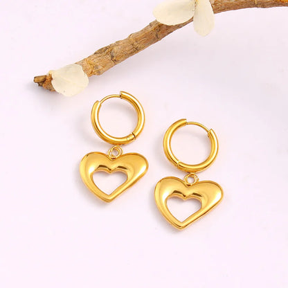 1 Pair Vacation Simple Style Heart Shape 304 Stainless Steel 316 Stainless Steel  Drop Earrings