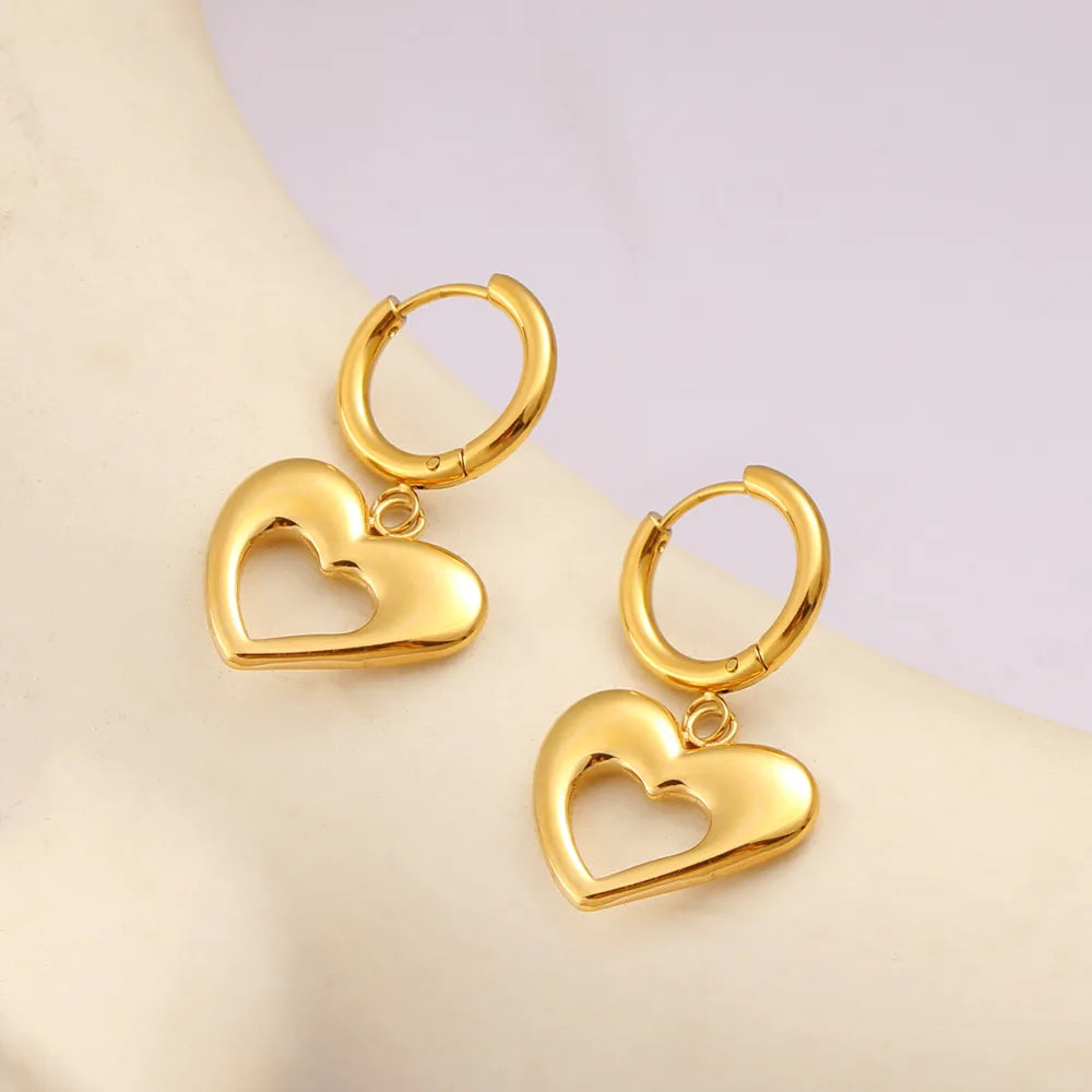 1 Pair Vacation Simple Style Heart Shape 304 Stainless Steel 316 Stainless Steel  Drop Earrings