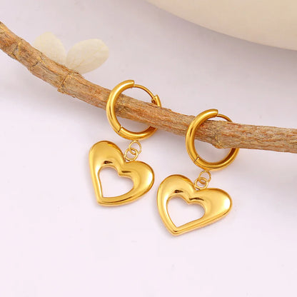 1 Pair Vacation Simple Style Heart Shape 304 Stainless Steel 316 Stainless Steel  Drop Earrings